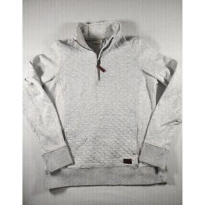 L.L.Bean Quilted Sweatshirt 1/4 Zip Gray Pullover Long Sleeve Womens Size Small